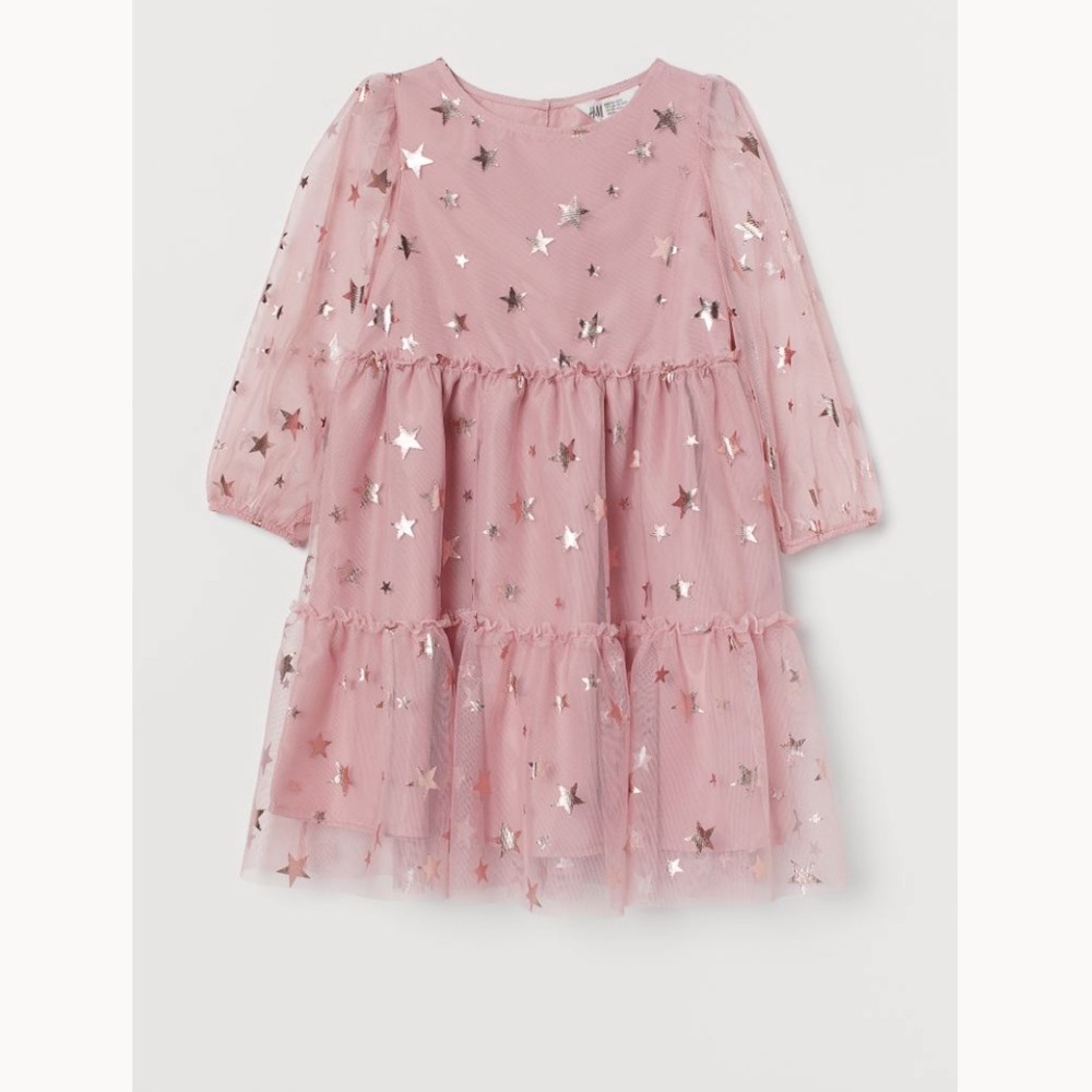 H&M dress for girls. Puff- sleeved Tulle dress.